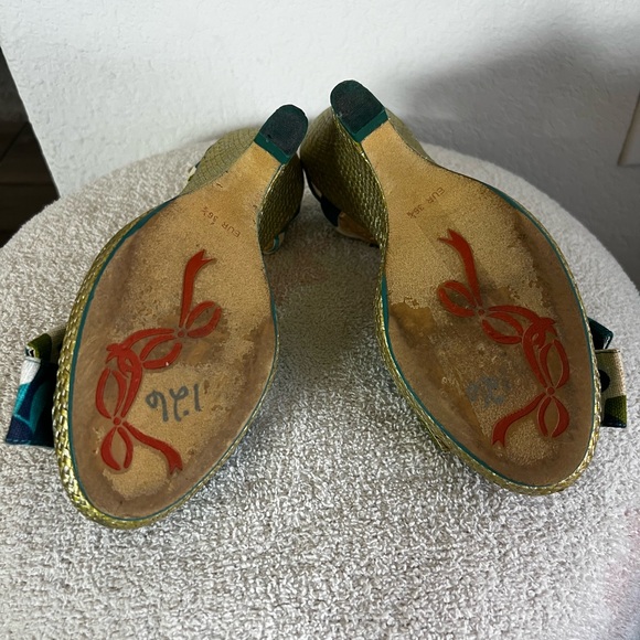 Poetic License Green and Blue Patterned Wedges - Picture 6 of 6